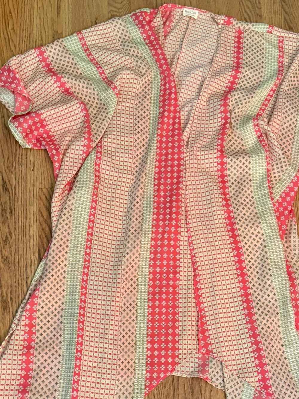 Peach Love California Pink and Mint Striped V-Neck Tunic